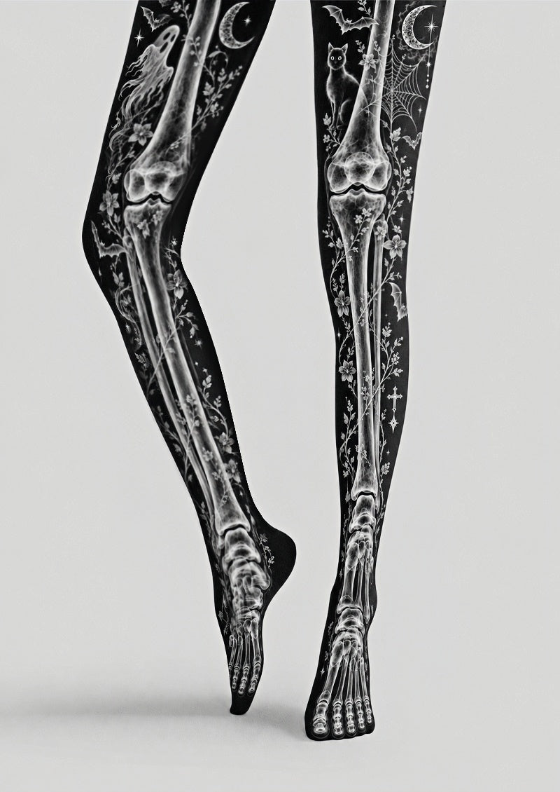 Gothic Bone Print Halloween Tights Hosiery Z69-61