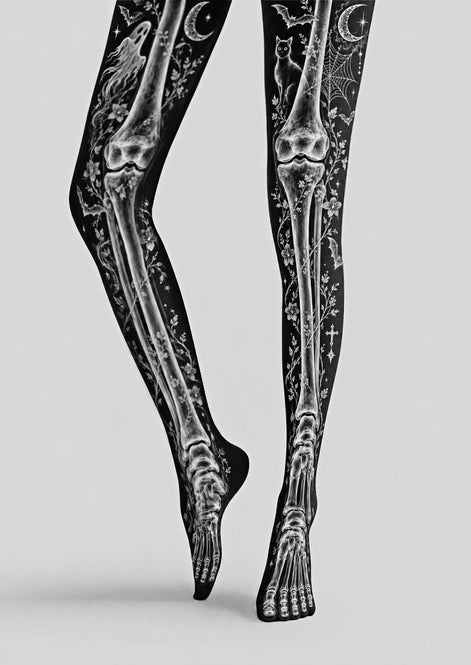 Gothic Bone Print Halloween Tights Hosiery Z69-61