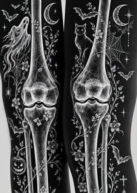 Gothic Bone Print Halloween Tights Hosiery Z69-61