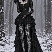 Gothic Bone Print Halloween Tights Hosiery Z69-61