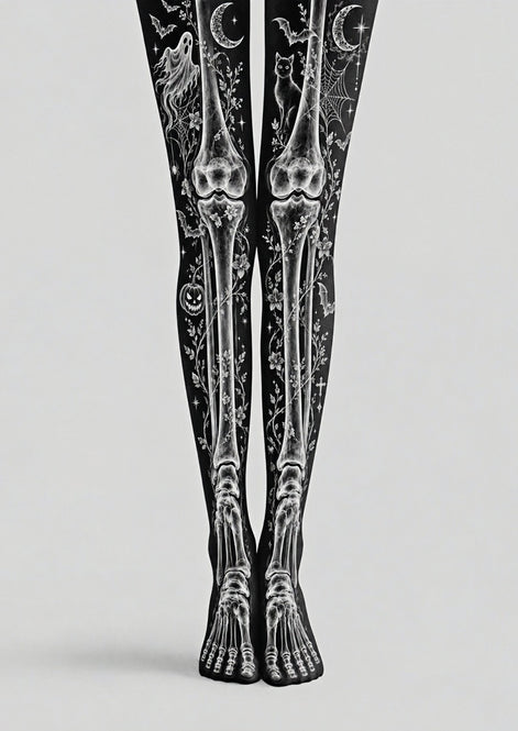 Gothic Bone Print Halloween Tights Hosiery Z69-61