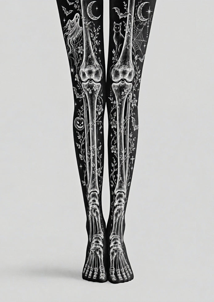 Gothic Bone Print Halloween Tights Hosiery Z69-61
