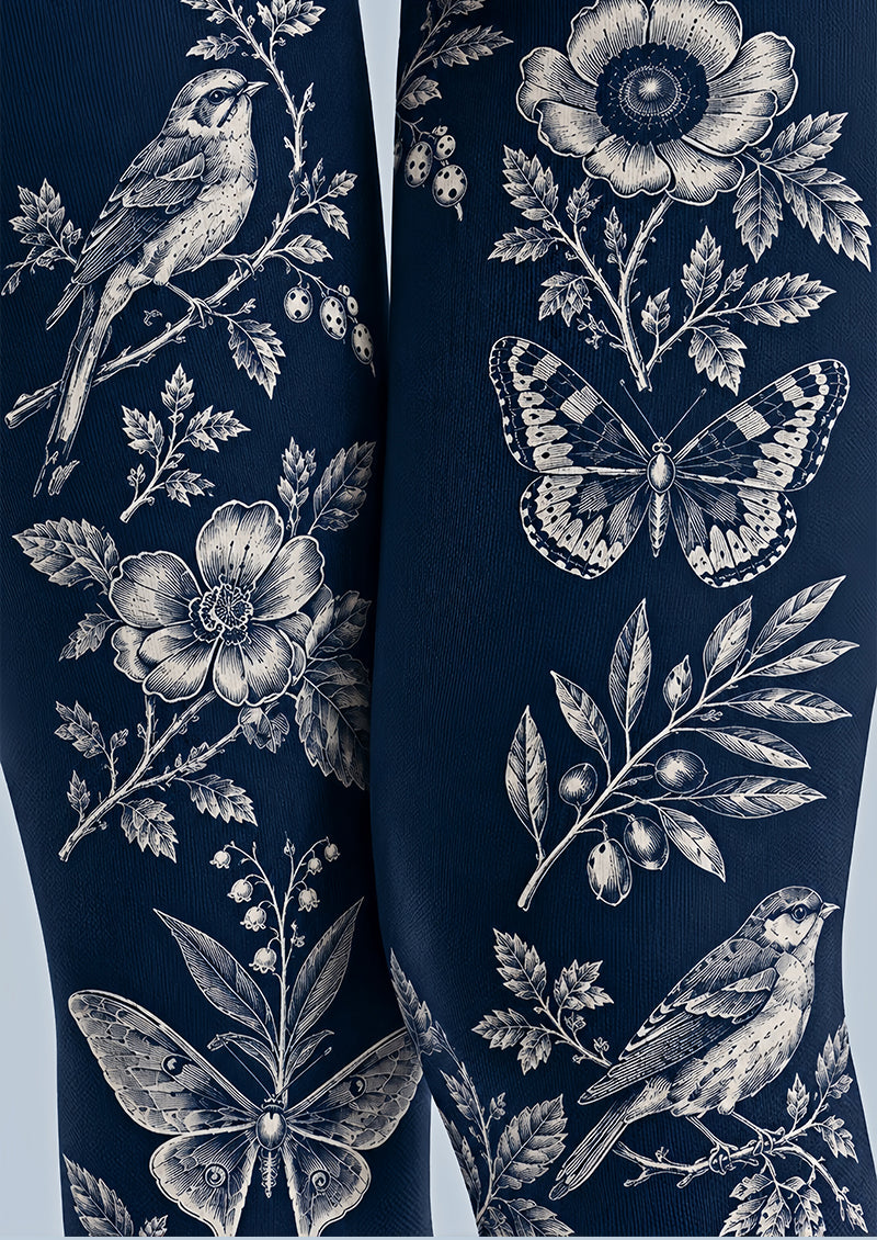 Vintage Floral Bird Butterfly Tights Pantyhose Z69-62