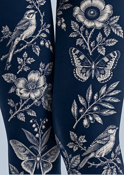 Vintage Floral Bird Butterfly Tights Pantyhose Z69-62