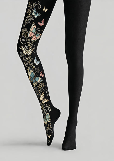 Vintage Butterfly Floral Tights Hosiery Pantyhose Z69-63