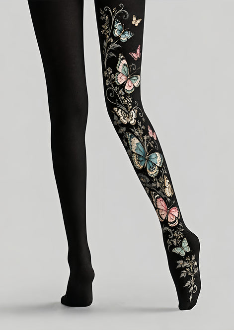 Vintage Butterfly Floral Tights Hosiery Pantyhose Z69-63