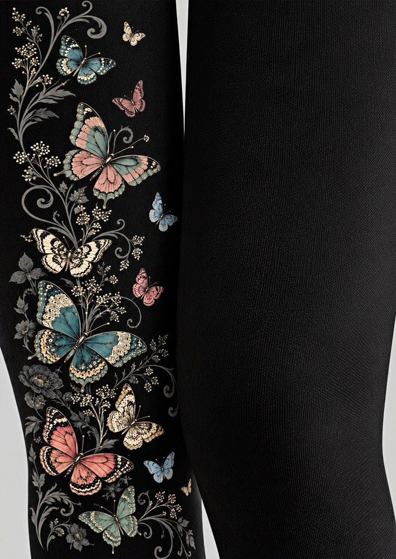 Vintage Butterfly Floral Tights Hosiery Pantyhose Z69-63