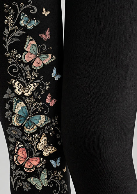 Vintage Butterfly Floral Tights Hosiery Pantyhose Z69-63