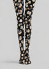 Black Watercolor Floral Tights Hosiery Pantyhose Z69-64
