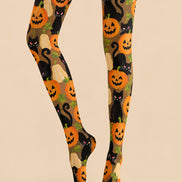 Halloween Pumpkin Cat Graphic Tights Pantyhose Z69-65