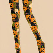 Halloween Pumpkin Cat Graphic Tights Pantyhose Z69-65