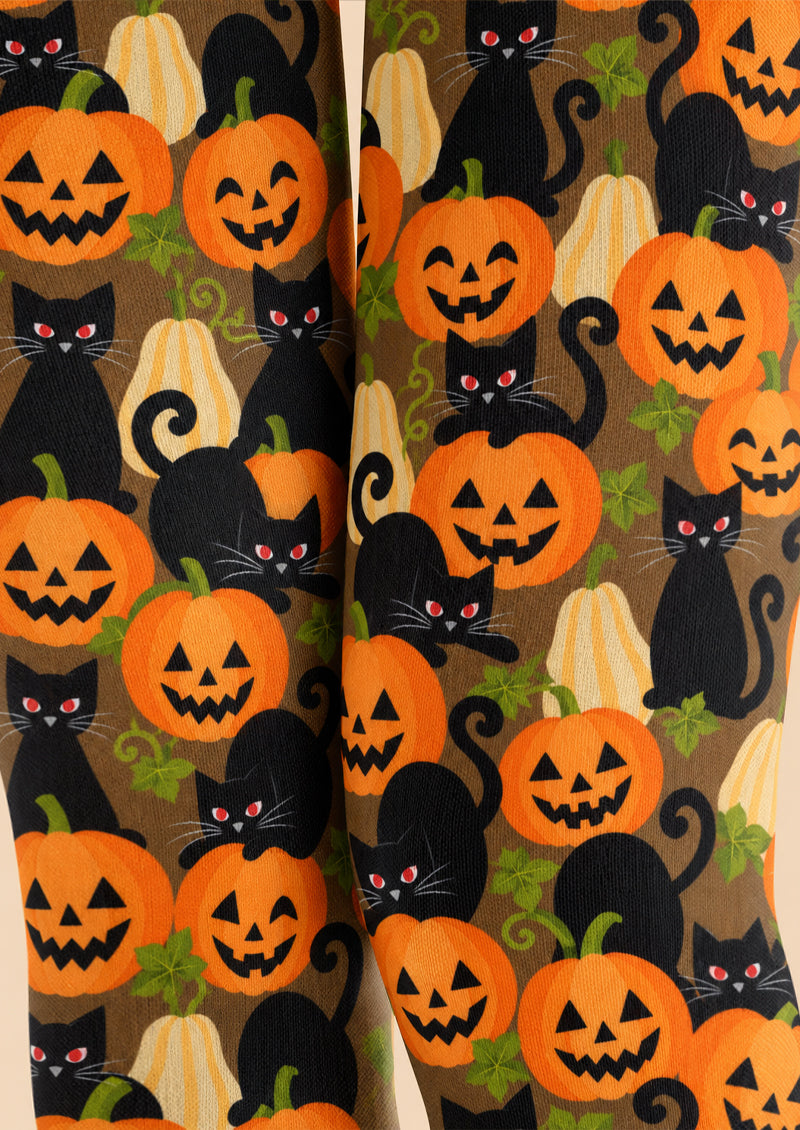 Halloween Pumpkin Cat Graphic Tights Pantyhose Z69-65