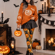 Halloween Pumpkin Cat Graphic Tights Pantyhose Z69-65