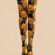Halloween Pumpkin Cat Graphic Tights Pantyhose Z69-65
