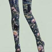 Moonlit Garden Cat Tights Hosiery Pantyhose Z69-66