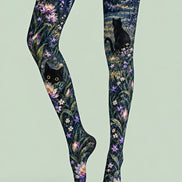 Moonlit Garden Cat Tights Hosiery Pantyhose Z69-66