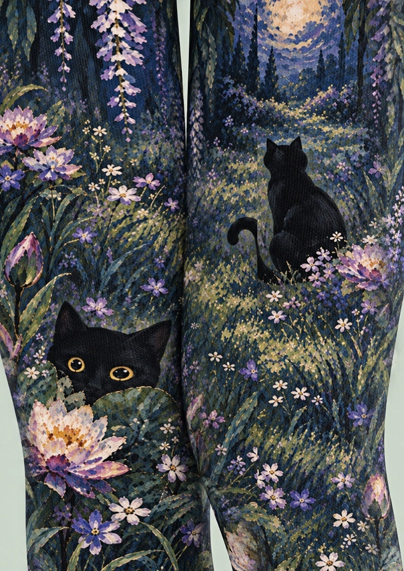 Moonlit Garden Cat Tights Hosiery Pantyhose Z69-66