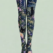 Moonlit Garden Cat Tights Hosiery Pantyhose Z69-66