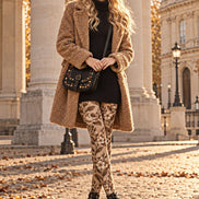 Brown Vintage Flower Tights Hosiery Pantyhose Z69-67