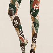 Artsy Leaf Pattern Tights Hosiery Pantyhose Z69-68