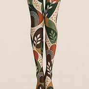 Artsy Leaf Pattern Tights Hosiery Pantyhose Z69-68