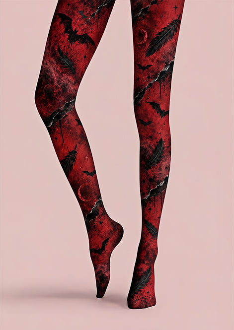 Dark Red Vampire Bat Tights Hosiery Pantyhose Z69-69