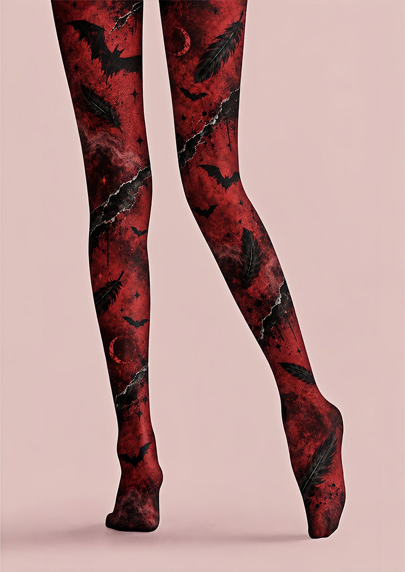 Dark Red Vampire Bat Tights Hosiery Pantyhose Z69-69