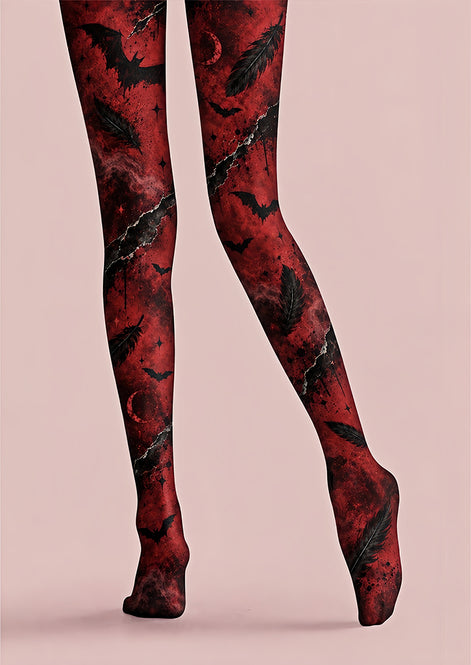 Dark Red Vampire Bat Tights Hosiery Pantyhose Z69-69