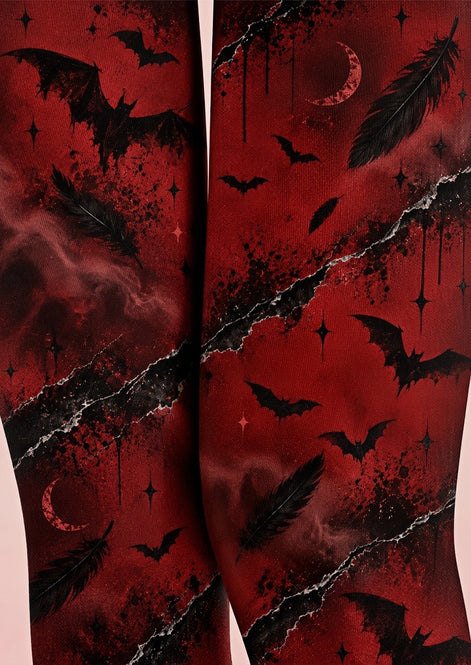 Dark Red Vampire Bat Tights Hosiery Pantyhose Z69-69