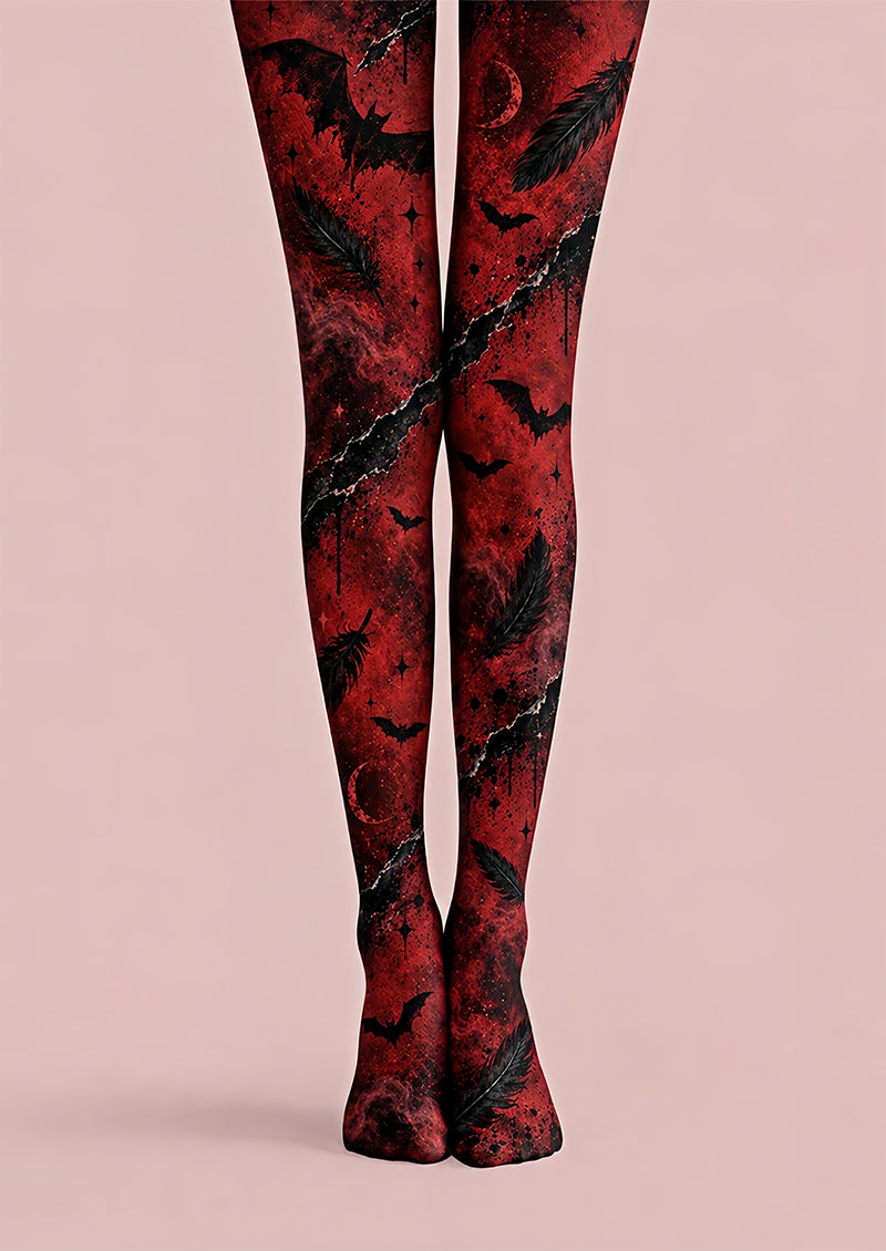Dark Red Vampire Bat Tights Hosiery Pantyhose Z69-69