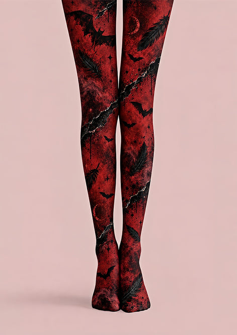 Dark Red Vampire Bat Tights Hosiery Pantyhose Z69-69