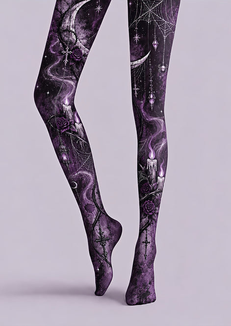 Purple Gothic Fantasy Tights Hosiery Pantyhose Z69-70