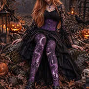 Purple Gothic Fantasy Tights Hosiery Pantyhose Z69-70