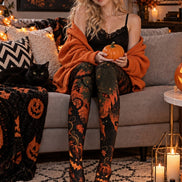 Haunted Cat Pumpkin Tights Hosiery Pantyhose Z69-71