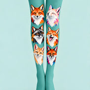 Fox Face Pattern Tights Hosiery Pantyhose Z69-73