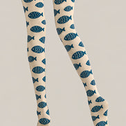 Navy Fish Print Animal Tights Hosiery Pantyhose Z69-76