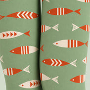 Sage Green Fish Print Tights Pantyhose Z69-77