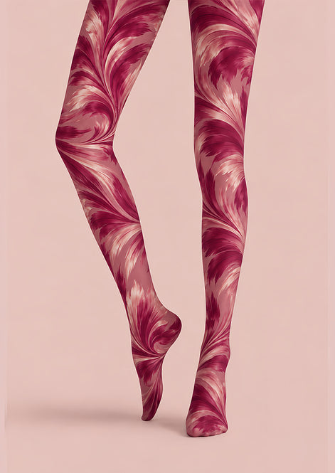 Pink Swirl Print Tights Hosiery Pantyhose Z69-78