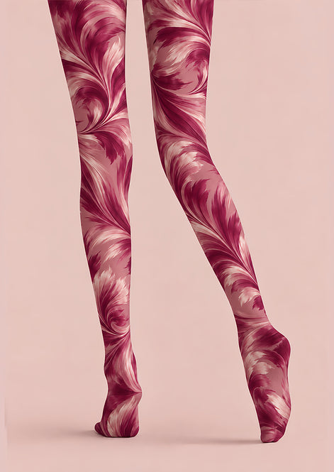 Pink Swirl Print Tights Hosiery Pantyhose Z69-78