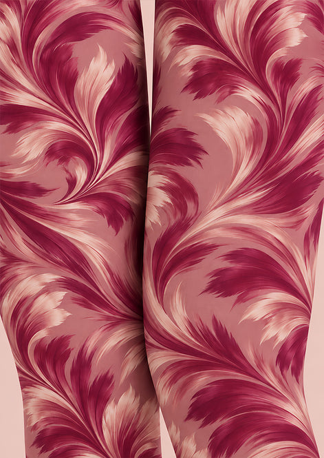 Pink Swirl Print Tights Hosiery Pantyhose Z69-78