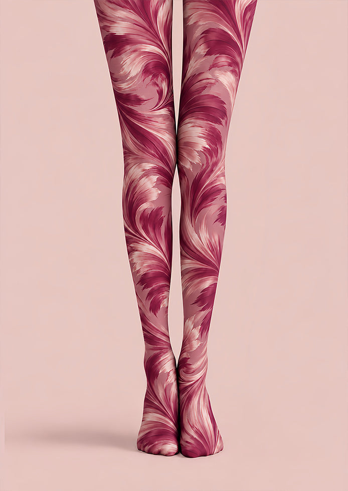Pink Swirl Print Tights Hosiery Pantyhose Z69-78