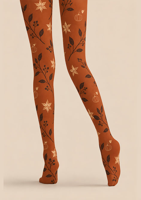 Autumn Floral Botanical Tights Hosiery Pantyhose Z69-81