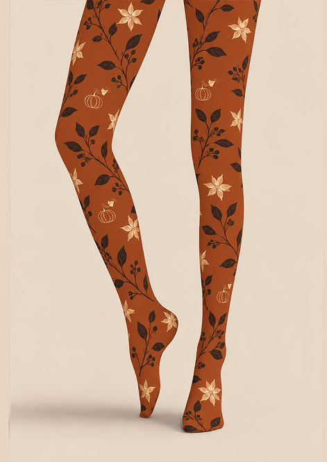 Autumn Floral Botanical Tights Hosiery Pantyhose Z69-81