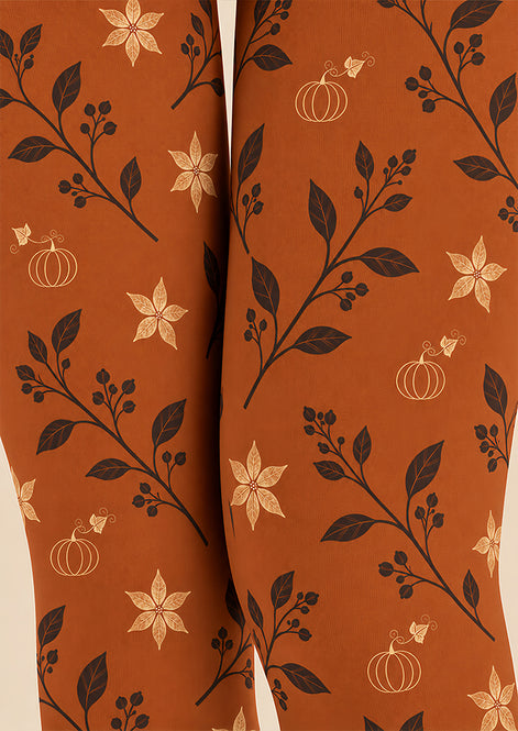 Autumn Floral Botanical Tights Hosiery Pantyhose Z69-81