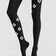 Minimal White Motif Tights Hosiery Pantyhose Z69-82