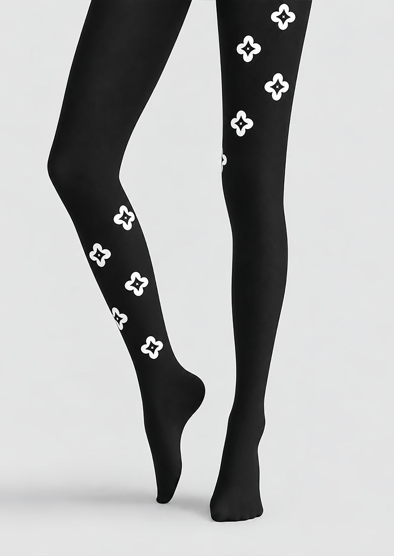 Minimal White Motif Tights Hosiery Pantyhose Z69-82