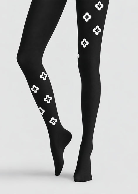 Minimal White Motif Tights Hosiery Pantyhose Z69-82