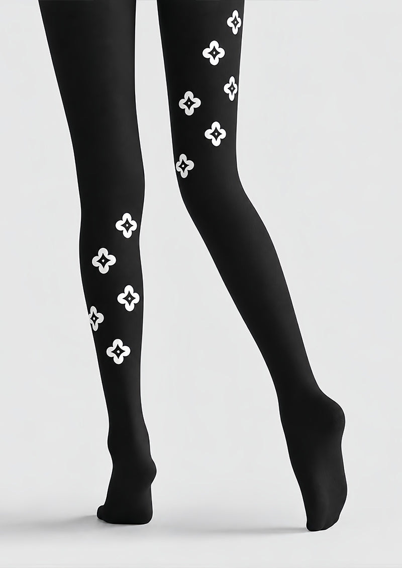 Minimal White Motif Tights Hosiery Pantyhose Z69-82