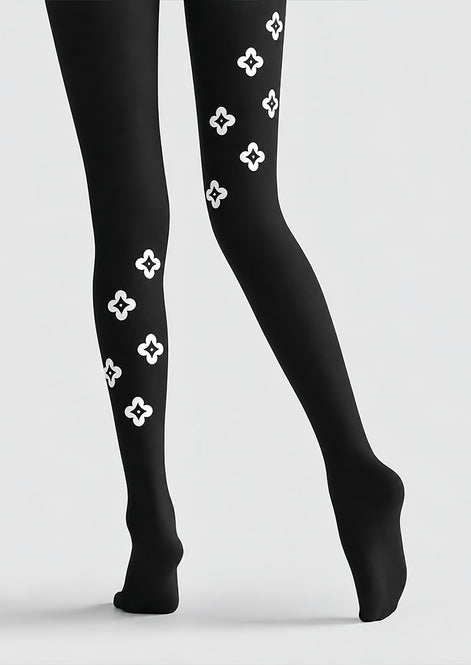 Minimal White Motif Tights Hosiery Pantyhose Z69-82