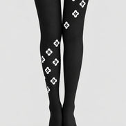 Minimal White Motif Tights Hosiery Pantyhose Z69-82